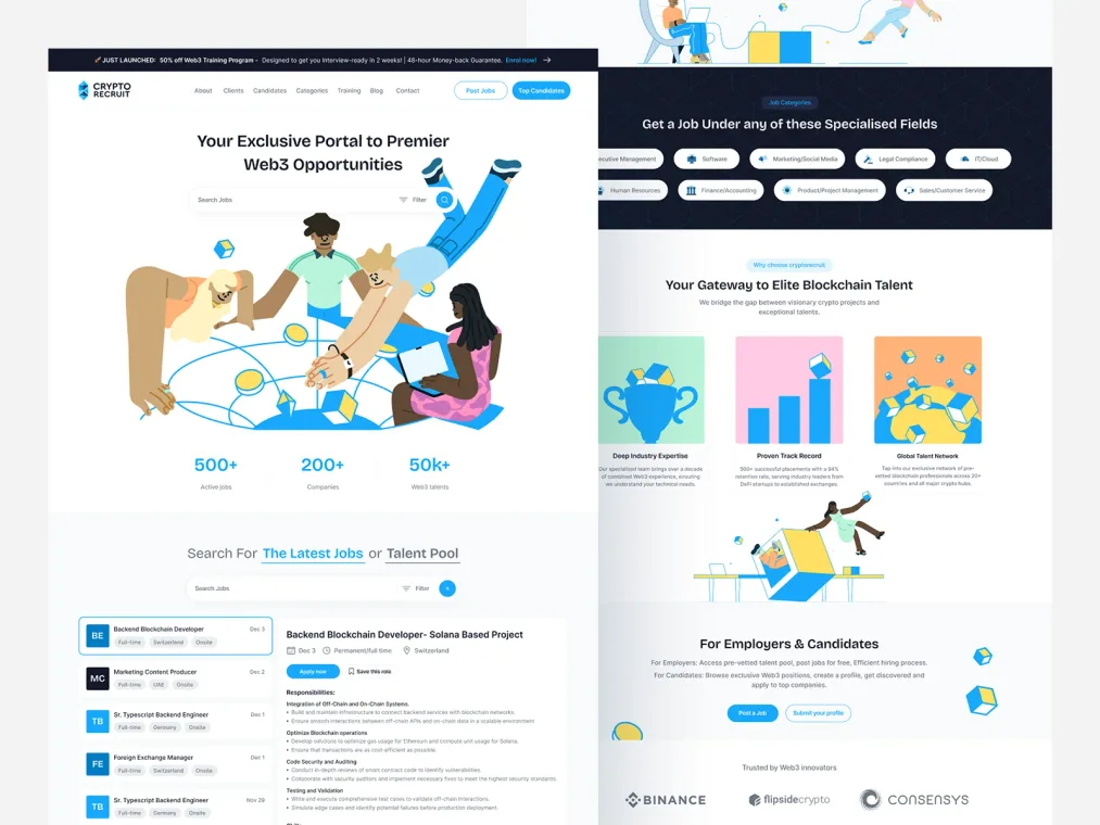 Crypto recruiting landing page