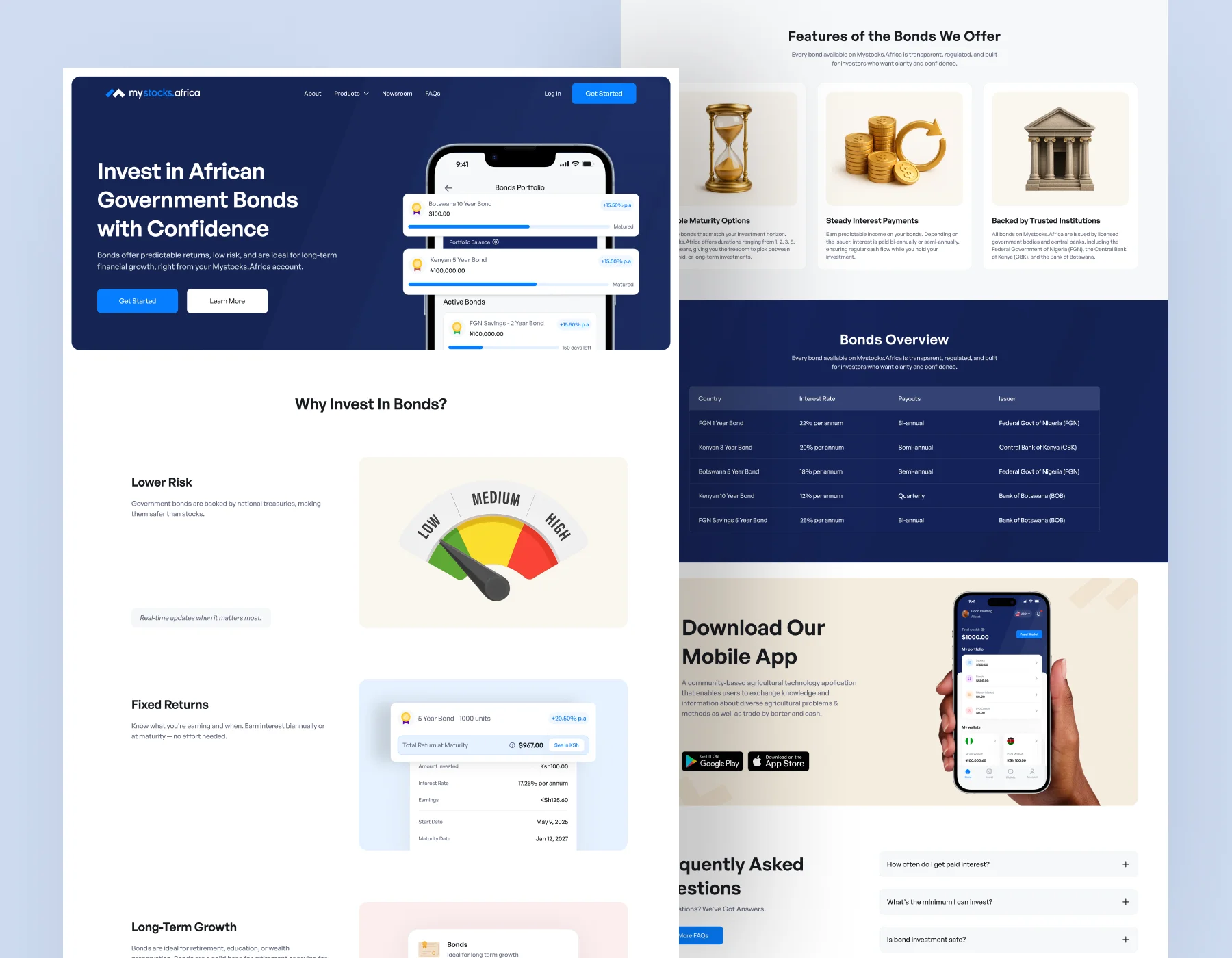 Marketing website – Bonds page