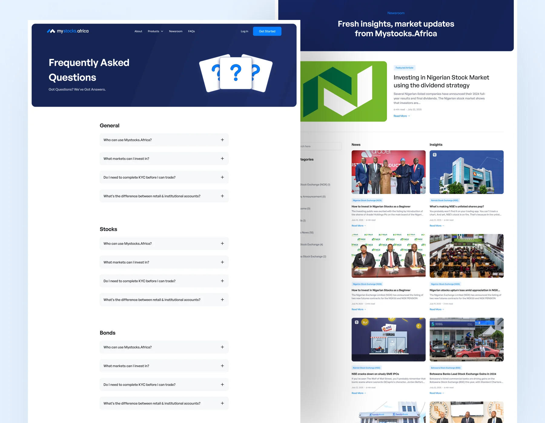 Marketing website – FAQ & Blog