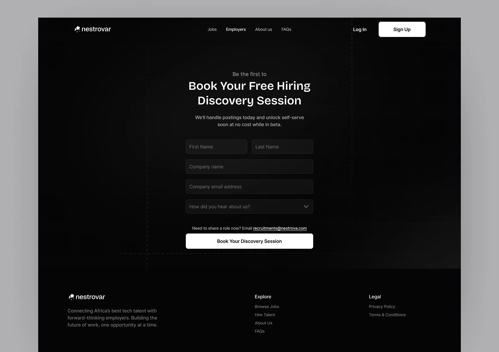 The employer’s entry point: booking a hiring discovery session