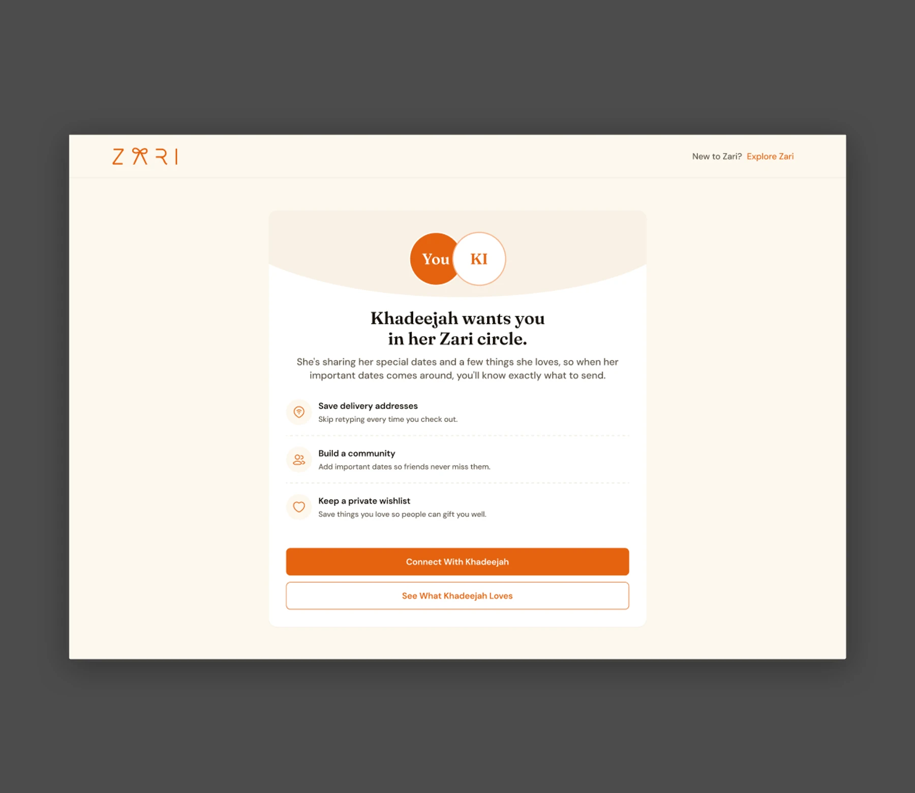 Community – Opening a shared profile without needing a Zari account.